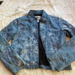 Chico’s Embroidered Jean Jacket